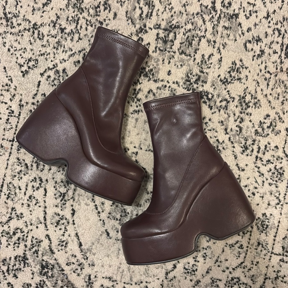 Burgundy Platform Booties